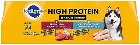 PEDIGREE High Protein Adult Canned Wet Dog Food Variety Pack, Chicken & Turkey Flavor in Gravy and Beef & Lamb Flavor in Gravy,13.2 Oz Cans (Pack of 12)