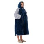 Winthome Hoodie Blanket, Super Soft Warm Sweatshirt Blanket with Giant Pocket, Oversized Blanket Hoodie for Women Men Adult (Blue/Cream, XL)