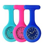 Set of 3 Nurse Watch Brooch, Silicone with Pin/Clip, Glow in Dark, Health Care Nurse Doctor Paramedic Medical Brooch Fob Watch - Blue Rose Navy