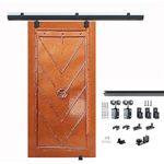 DIYHD M0083 8FT Box Rail Heavy Duty Steel Sliding Barn Door Hardware, 8 Feet Track Kit, Wall Mount Kit