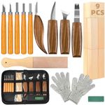 K KERNOWO Woodworking Tools Set 23PCS Wood Whittling Kit for DIY Lovers Beginners, Including Basswood Blocks, PU Storage Bag
