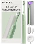 SURI 2.0 Sonic Electric Toothbrush with Pressure Sensor & UV-Cleaning Travel Case | 40+Day Battery | Designed in London | Electric Toothbrush for Adults | Travel Toothbrushes | Tooth Brush | Green