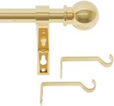 Gold Curtain Rods for Windows 32-50 inch, Adjustable Curtain Rod Set with Brackets, Decorative Curtain Rod for Bedroom, Living Room, Kitchen, 5/8 Diameter Heavy Duty & Easy Install