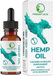 Hemp Oil for Dogs -100% Natural, Dog Calming Drops 60,000mg, Dog Anxiety Relief, Pain Relief for Dogs, Dog Supplements with Vitamins, Omega 3 & 6, Dog Calming Products