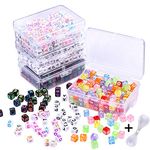 Whaline Acrylic Alphabet Letter Beads 800 Pcs in 4 Storage Case with 16 Feet Crystal Thread for DIY Jewelry Making Key Chains (4 Colors, 6 mm)