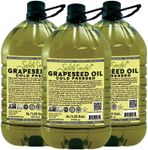Cold Pressed Grapeseed Oil by Salute Sante! High Temperature Cooking, Healthy Grape Seed Oil, Non-GMO and Kosher for Salad Dressings, Marinades and Dips, Vegan, 5 Liter, 3 Pack