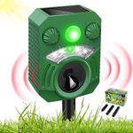 Joomouney Cat Repellent Garden, Cat Deterrent Ultrasonic Solar Animal Scarer Waterproof with PIR Sensor and LED Flash Light 5 Adjustment Modes USB Charging, Animal Repellent for Dog, Cat, Fox, Bird