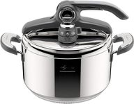 Lagostina Novia Vitamin Lagoeasy'UP 5 L Pressure Cooker Made of 18/10 Stainless Steel, Diameter 22 cm, Steam Cooker for Induction and Gas, Easy Opening of the Lid, with Steam Basket, Eco Jar and