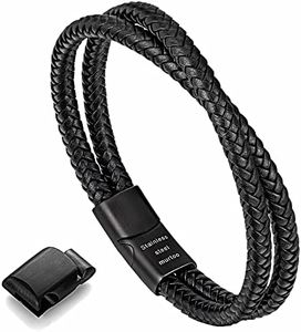 murtoo Mens Bracelet Leather Braided, Brown and Black Leather Bracelet for Men (Custom, 7-9")