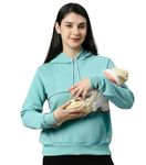 True Shape Feeding Hoodies for Women | Knitted Fleece Maternity Hooded Sweatshirt with Concealed Zip for Nursing & Pregnancy (TSS-104-L, Aqua Blue)