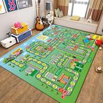 Play Mat Kids Rug Carpet Playmat Extra Large Learn Have Fun Safe Road Traffic System Multi Color Study Activity Centerpiece Play Mat for Playing with Cars for Bedroom Playroom (Road Traffic System 01)