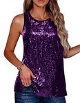 Zeagoo Women's Sleeveless Sparkle Shimmer Camisole Loose Sequined Vest Tank Tops(Dark Violet,L)