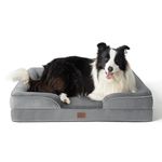 Bedsure Orthopedic Dog Bed Large - Large Dog Bed Waterproof, Foam Sofa with Removable Washable Cover, Waterproof Lining and Nonskid Bottom Couch, 35x25x7 Inches, Grey