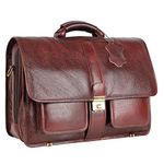 RICHSIGN LEATHER ACCESSORIES Unisex 24 Ltrs 35.60 cm Laptop Briefcase Office Bag Brown