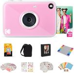 Kodak Printomatic+ Full Color Instant Print Digital Camera Gift Bundle + Case + Zink 2x3 Sticky Back Photo Paper 20pk + Album + Sticker Sets + Sticker Frames + Hanging Frames + Markers - Pink