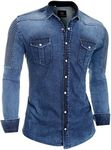 D&R Fashion Men's Denim Shirt Snap 