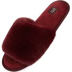 LongBay Women's Fluffy Slippers Memory Foam Warm Cozy Sliders Anti-Slip Open Toe House Shoes