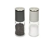 Joseph Joseph Duo No-spill Manual Salt & Pepper Grinder Set, Inverted Mills with Ceramic Grinding Mechanism, Black/Grey