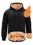 UMIPUBO Mens Hoodies Fleece Hoodie Sweatshirt Long Sleeve Sherpa Lined Hooded Jacket Thermal Winter Warm Pullover Tops with Pockets Casual Drawstring Hoodie Jumper for Men (Black, L)