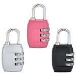 3PCS Luggage Locks Combination 3 Digit Combination Padlock Security Padlocks Resettable Code Locks Suitcase Combination Locks Waterproof Coded Padlock Small Digit Locker Padlock for Gym Locker Zip