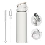 RHINOSHIELD AquaStand Magnetic Bottle 23 oz | Stainless Steel Insulated Water Bottle with Straw Lid, Sport Bottle with MagSafe Compatible Handle,Tripod with Adjustable Angles, Leak Proof-Classic White