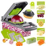 Vegetable/Onion Chopper，Cambom Veggie Chopper with 8 Blades Multifunctional 13 in 1 Food Chopper Kitchen Gadgets Vegetable Slicer Dicer Cutter Carrot and Garlic Chopper With Container