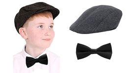 CLOTHERA Bow Tie with Matched Flat Cap for kids 5yrs to 10yrs (Black)