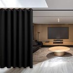 Hiasan Sound Blocking Room Divider Curtain - Thermal Insulated Sliding Door Vertical Blind Curtain, Extra Wide Blackout Curtains for Living Room, Bedroom Partition, Kids Room, Black, 8.3 ft W x 7 ft L