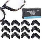 Eyeglass Nose Pads, Anti-Slip Nose Pads, Soft Silicone Adhesive Nose Pads for Glasses, Eyeglasses, Sunglasses, Plastic Frames, etc.(12 Pairs,Black)