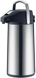 alfi Drinks Dispenser 2.2 litres, Polished Stainless Steel Pump Jug with Tempered Glass Insert, Integrated Pump, Keeps Warm for 12 Hours, Cold for 24 Hours, for 18 Cups, 360° Rotating Base, Ideal for