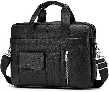 SPAHER Mens Leather Laptop Bag Briefcases for Men 14 Inch Leather Briefcase Business Work Laptop Handbag Shoulder Bag Messenger Bag with Removable Strap