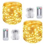 Vicloon 2 Pack Fairy String Lights, Cooper String Light, 100 LEDs 10 M Warm White Fairy Light, Waterproof IP65 Copper Wire light for Gardens, Homes, Wedding, Battery-Powered (Battery Not included)