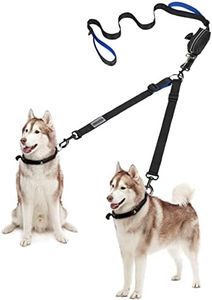 YOUTHINK Double Dog Leash, No Tangle Walking Leash 2 Dogs up to 180lbs, Comfortable Adjustable Dual Padded Handles, Bonus Pet Waste Bag (Double Dog Leash)