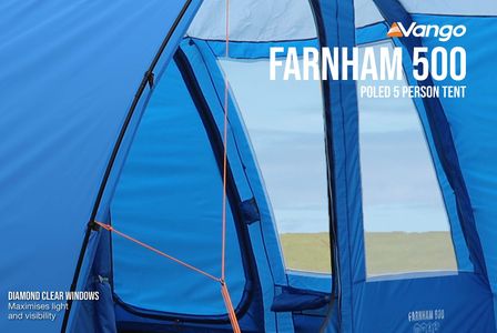Vango Farnham 500 5-Person Tunnel Tent – TBS II, Sun Porch, River Blue