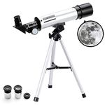 Telescope for Kids, Astronomical Telescopes Zoom 90X HD 50/360mm Telescopes Portable Refractor Spotting Scope With Tripod, Outdoor Telescope for Adults, Kids and Beginner