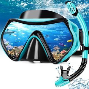 Hydomi Schnorchelset Erwachsene Anti-Fog Taucherbrille mit 180° Panorama Sichtfeld, Dry Top Schnorchel 3-Kanal System, Auslaufsichere Tauchmaske aus gehärtetem Glas für Tauchen Schwimmen