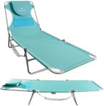 Ostrich Outdoor Lightweight Folding Adjustable Reclining Ladies Mens Comfort Chaise Lounge Beach Chair for Tanning Pool Lake Patio Lawn Camping, Teal