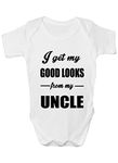 Print4U I Get Good Looks From My Uncle Boys Girls Baby Babygrow Gift Age 6-12 Months White