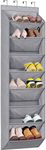KEETDY Over the Door Shoe Organizer with 8 Deep Pockets, Hanging Shoe Rack for Closet Hanger Fits 20 Pairs Shoe Holder for Narrow Door Shoe Storage, Grey