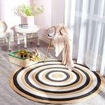 Jute Rug Round Hand Braided Rug Round Shape For Living, Indoor & outdoor, Kitchen Hallway Carpet Rug HomeMade Mat (2 Feet x 2 Feet (60cm x 60cm)) (5 Feet x 5 Feet (150cm x 150cm))