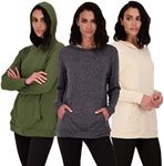 3 Pack: Women's Just My Plus Size Long Sleeve Hoodie Pullover Casual Sweatshirt Fashion Dry Fit Lounge Active Yoga Running Athletic Exercise Gym Workout Outdoor Top Ladies Kangaroo Pocket- Set 5, 1X