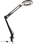 Meichoon Magnifying Glass Desk Lamp,10X Glass Lens,64 LED Lights,3 Dimming Modes,USB Power Supply,Professional Handsfree Magnifier Lamp with Clamp,for Repair,Crafts,Reading,Hobbies,Close Work