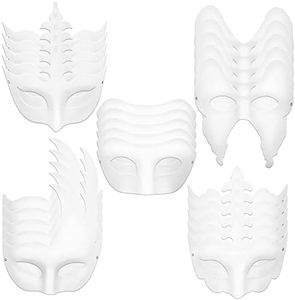 40 Pack Paper Mardi Gras Mask Plain White Masquerade Mask DIY Half Face Paper Masquerade Masks For Women Men Adults Costume Party Art Crafting Project Performances