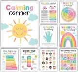 9 Colorful Calming Corner Posters For Classroom Must Haves For Teachers - Calm Down Corner Supplies Elementary, Feelings Chart For Kids Ages 4-8, Emotions Chart For Kids, Calming Corner Items Kids