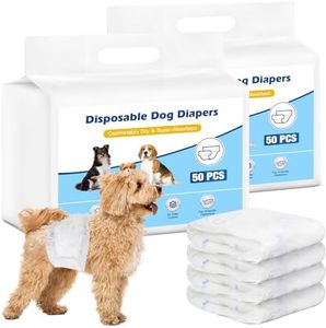 Advwin Disposable Dog Diapers for Male Dogs, Absorbent & Leak Proof with Wetness Indicator, Puppy & Doggie Pee Wraps, for Medium Pets, 11-17 Inch Waist, 100 Count