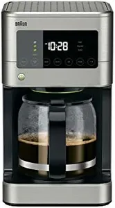 Braun Brew Sense 12 Cup Touch Screen Drip Coffee Maker Machine with Brew Strength Options, 2 Hour Shut Off and 24 Hour Timer, Stainless Steel