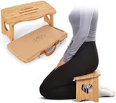 Meditation Bench Folding Kneeling Meditation Bench Kneeling Stool Bamboo Yoga Bench for Extended Practice Includes Folding Chair for Meditation Yoga or Praying