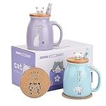 Cat Mugs Set of 2 Cute Cat Tea Cup 