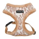 Puppia Kovo Dog Harness Over-The-Head Warm Winter Leopard Pattern Adjustable Chest for Small and Medium Dog, Beige, Large