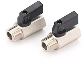 2pcs Leak Proof 3/8 inch Air Compressor Valve, Brass Mini Ball Valve 3/8"Male X 3/8"Female Npt Thread Air Water Shut Off Valve Hose Fittings, Durable 3/8 Npt Compression Fitting, Easy To Install